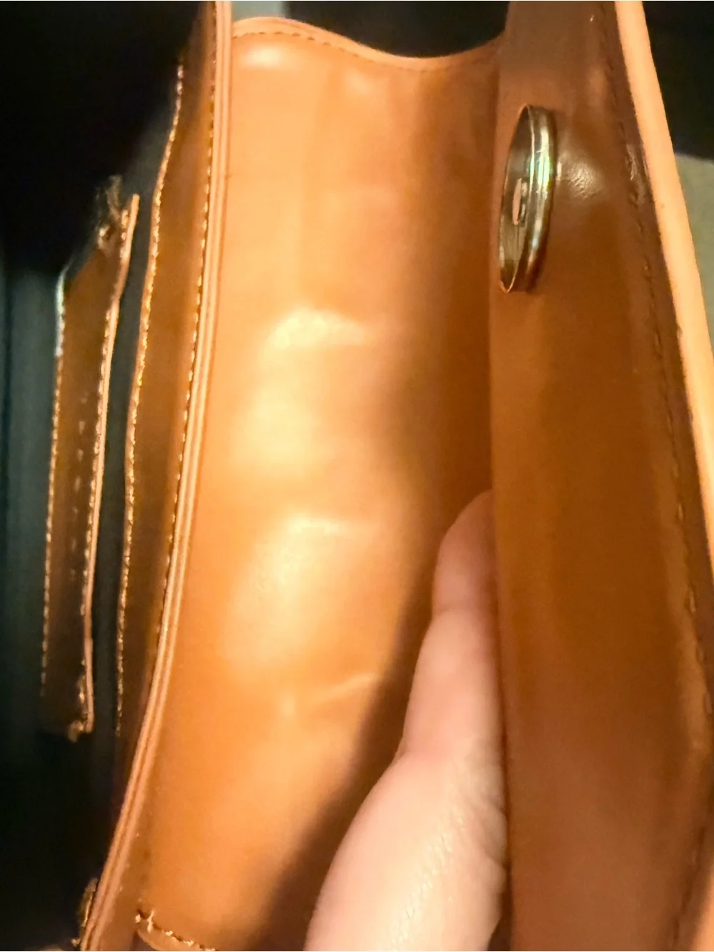 Topshop Orange Structured Clutch with Wooden Bead Handle